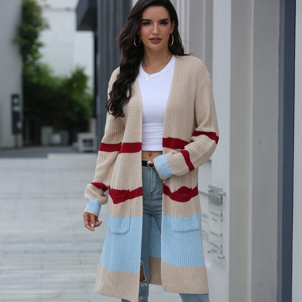 

Color-Block Dual Pocket Cardigan, Apricot