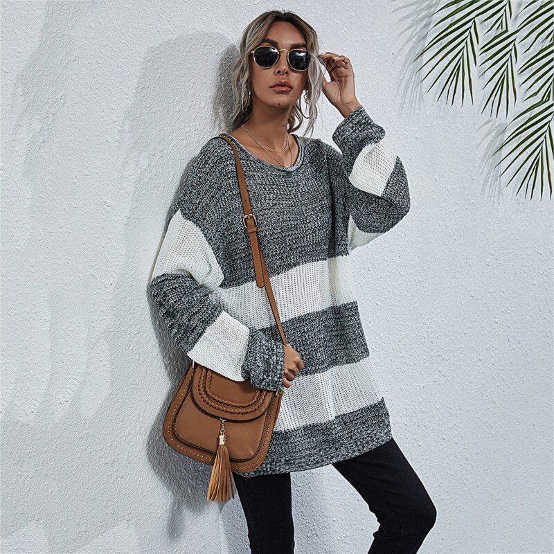 

Color-block Drop Shoulder Oversized Sweater, Multicolor