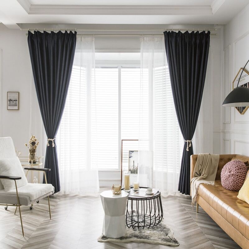 

Solid Blackout Single Panel Curtain, Navy blue