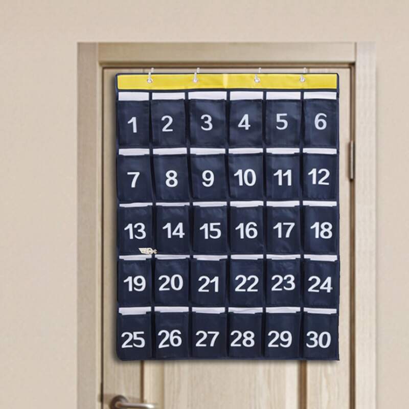

1pc 30 Grid Hanging Storage Bag, Navy blue