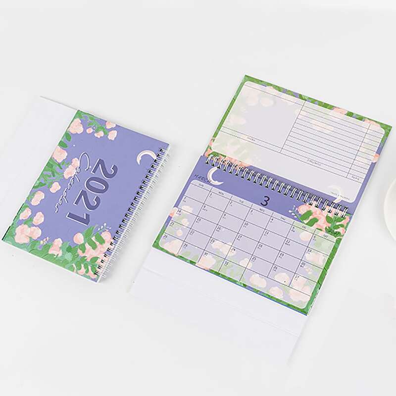 

1pc Flower Print 2021 Desk Calendar With Sticker, Multicolor