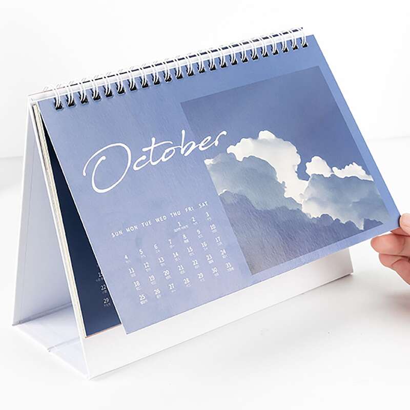 

1pc Cloud Pattern 2021 Desk Calendar With Sticker, Multicolor