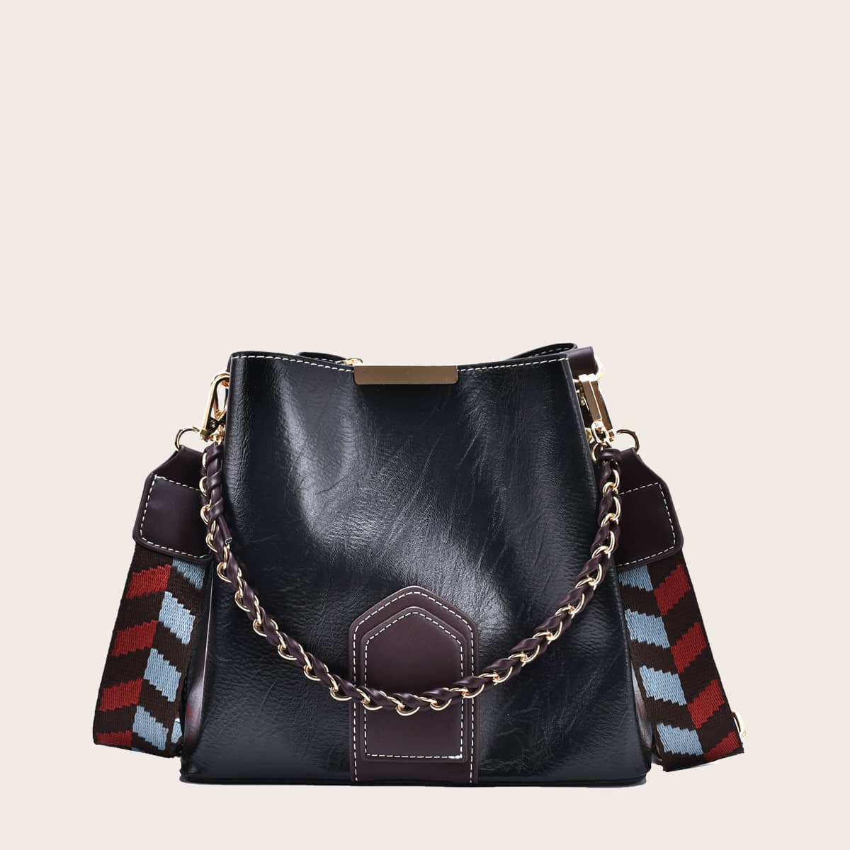 

Two Tone Bucket Bag, Black