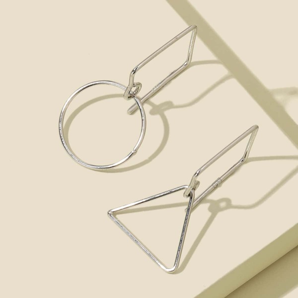 

Geometric Design Drop Earrings, Silver