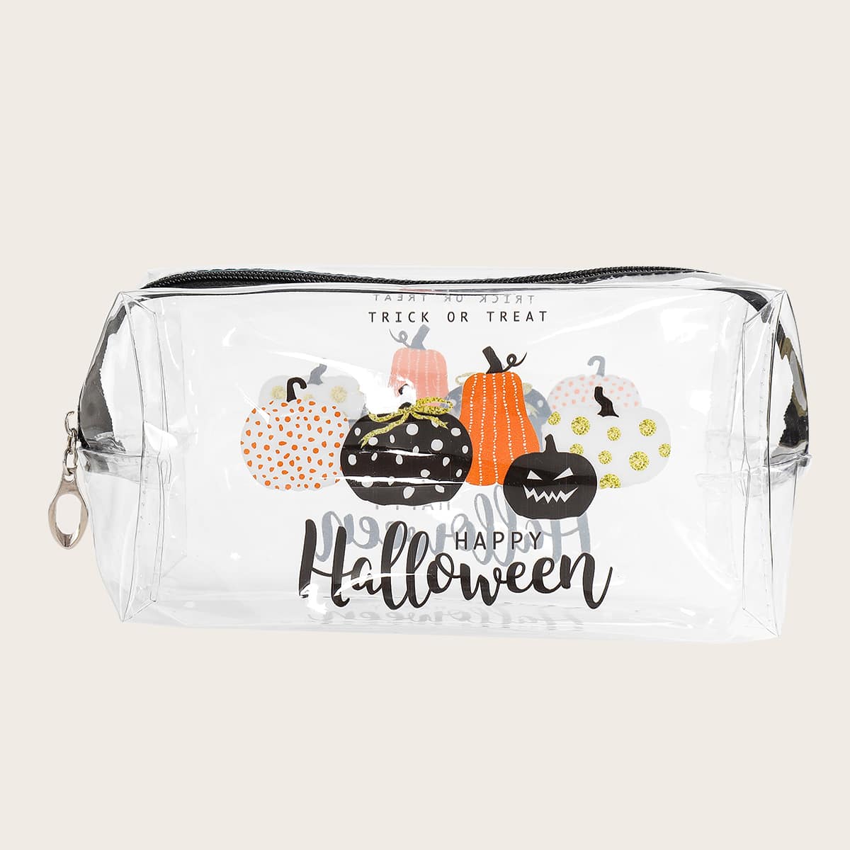 

1pc Halloween Pumpkin Pattern Makeup Bag, Clear