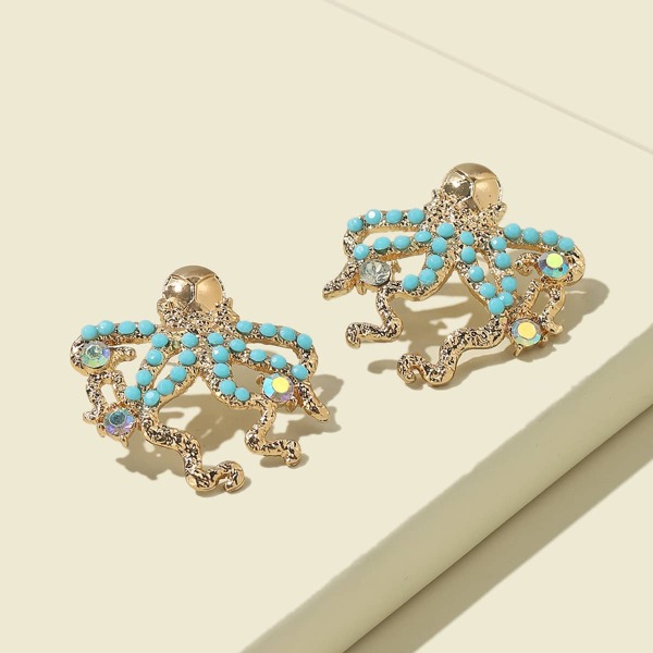 

Octopus Stud Earrings, Blue