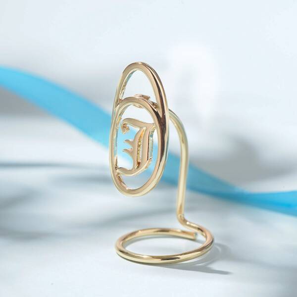 

Gothic Letter Decor Nail Ring, Gold