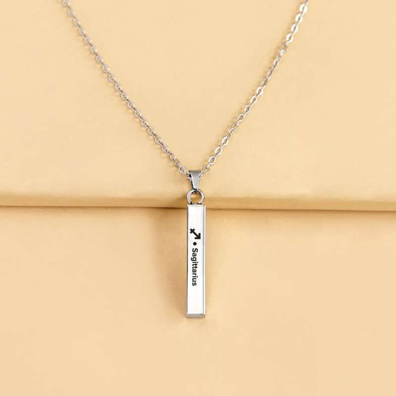 

Stainless Steel Constellation Bar Charm Necklace, Silver