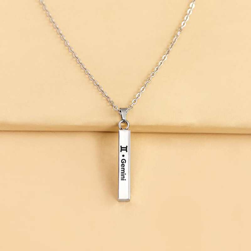 

Stainless Steel Constellation Bar Charm Necklace, Silver
