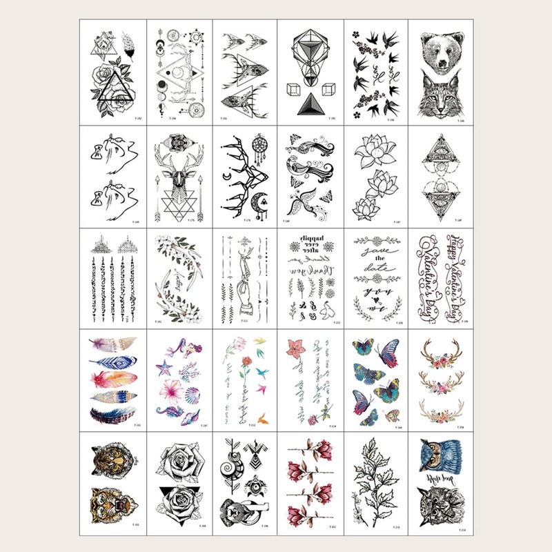 

30pcs Mix Pattern Tattoo Sticker, Multicolor