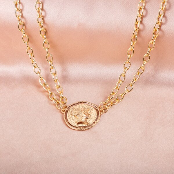 

Layered Chain Necklace, Gold