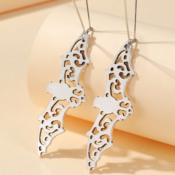 

1pair Halloween Bat Drop Earrings, Silver
