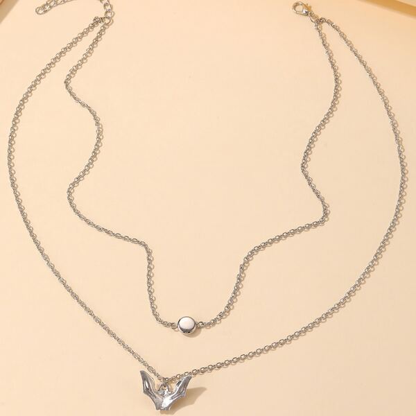 

1pc Halloween Layered Necklace, Silver