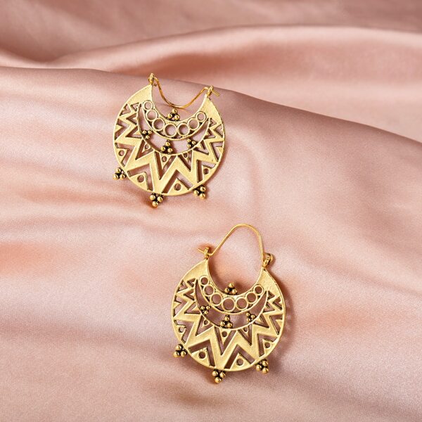 

Bohemian Hollow Out Round Hoop Earrings, Gold