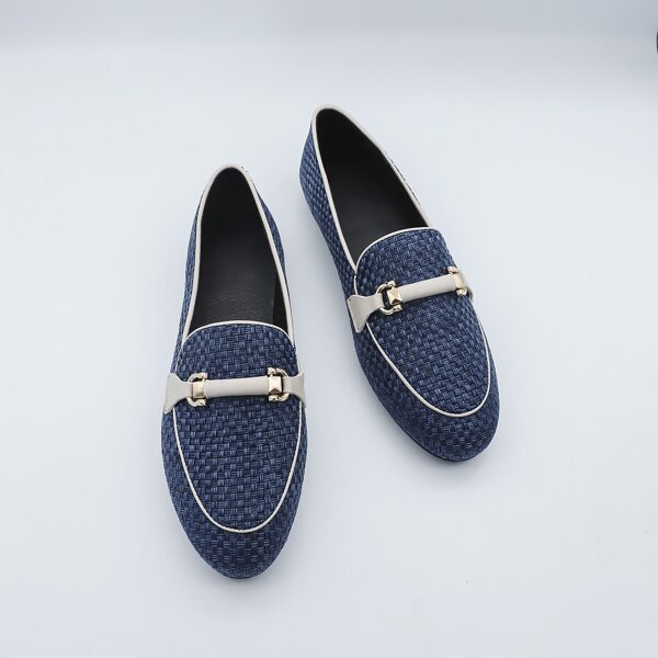 

Metal Decor Braided Loafers, Blue