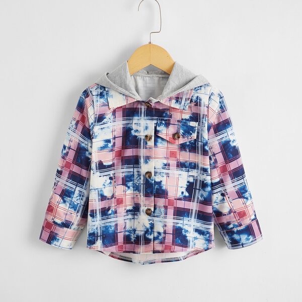 

Toddler Boys Tie Dye And Plaid Hooded Coat, Multicolor