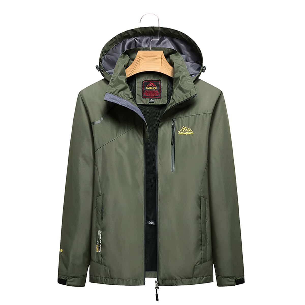 

Guys Letter And Graphic Embroidery Sports Jacket, Army green