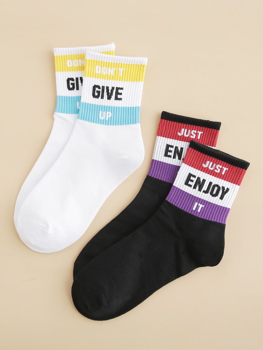 2 pares calcetines de hombres con letra - Multicolor - Ver 1