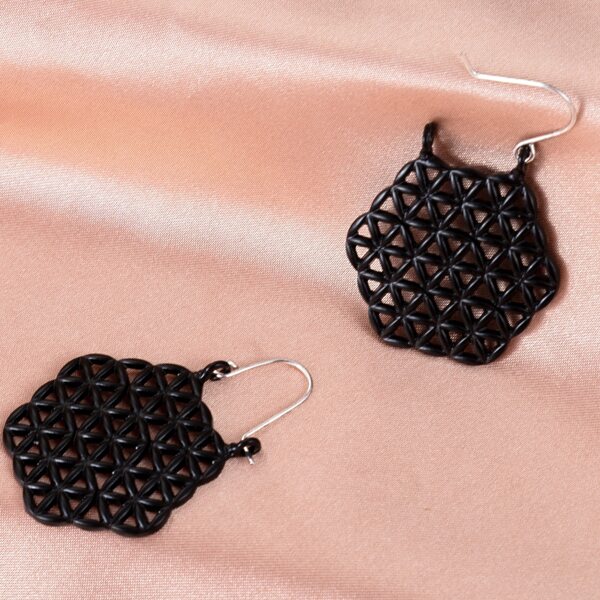 

Hollow Out Rhombus Design Earrings, Black