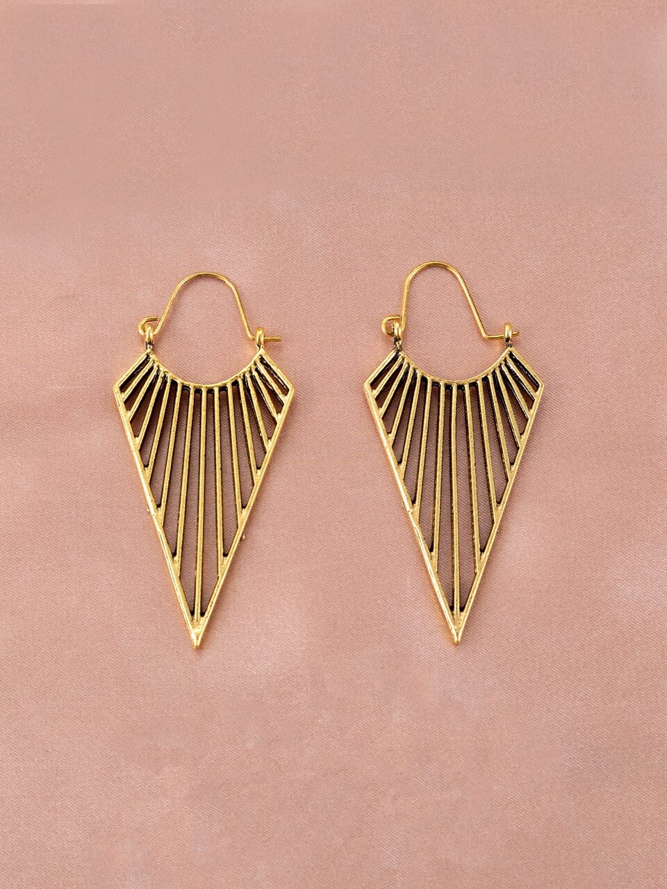 Hollow Out Triangle Design Hoop Earrings