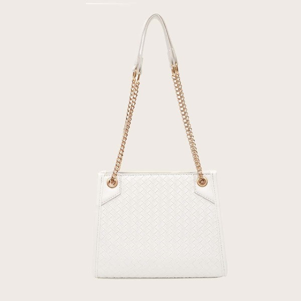 

Braided Design Shoulder Bag, White
