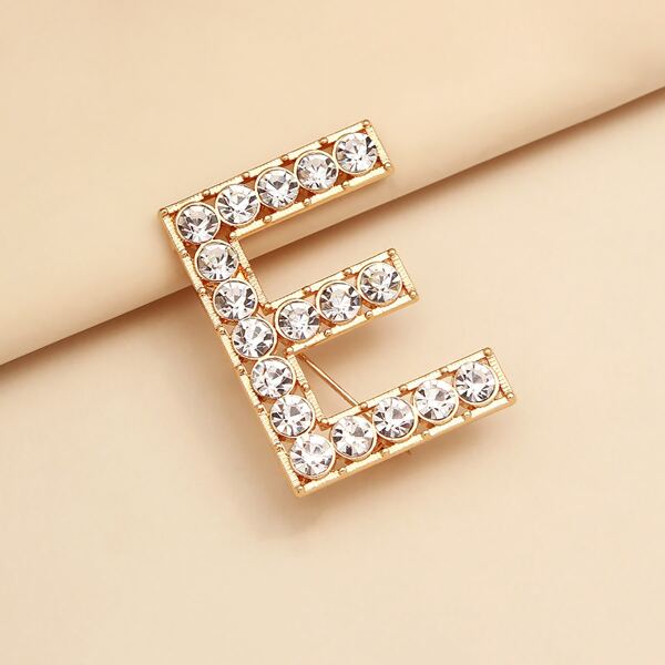 

Rhinestone Letter Design Brooch, Gold