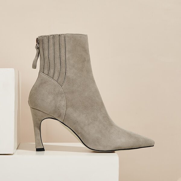 

Point Toe Stiletto Heeled Ankle Boots, Apricot