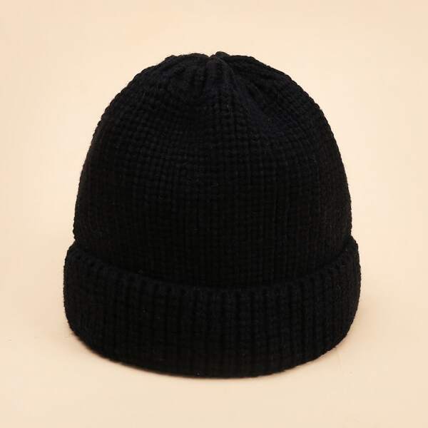 

Toddler Kids Solid Knitted Beanie, Black