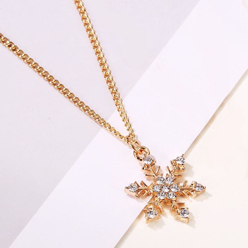 

Christmas Snowflake Charm Necklace, Gold