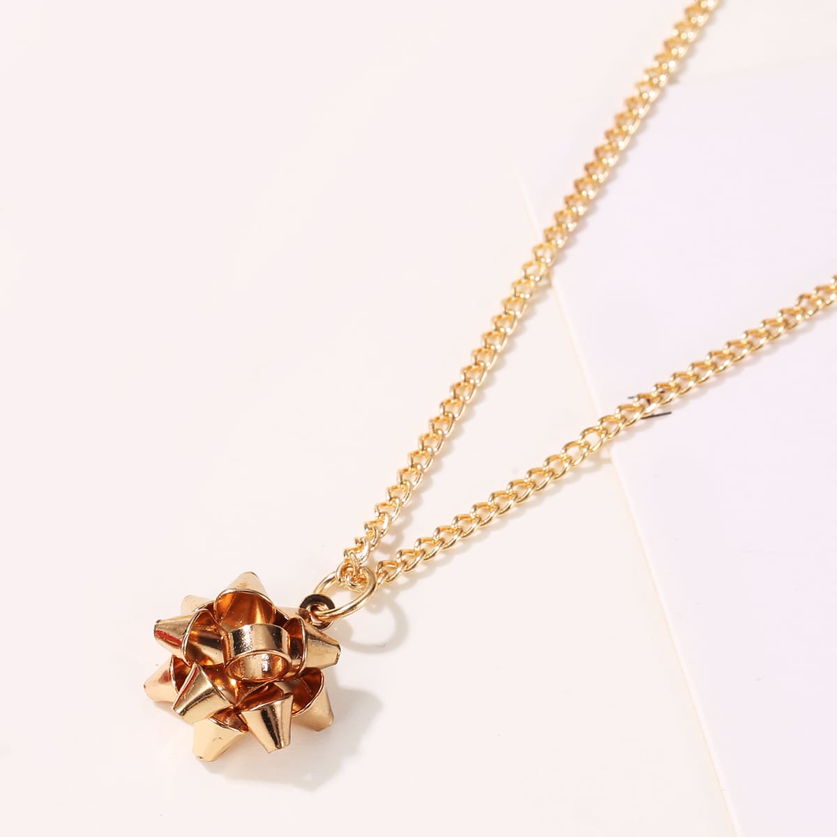 

Christmas Flower Charm Necklace, Gold