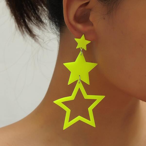 

Layered Star Drop Earrings, Yellow