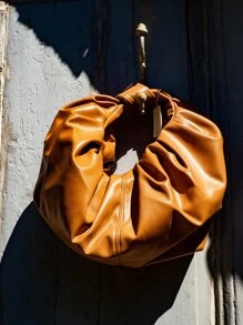 MOTF PREMIUM GATHER PU LEATHER BAG - Brown - View 4