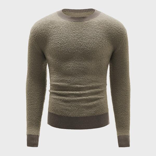 

Men Rib-Knit Crew Neck Sweater, Khaki