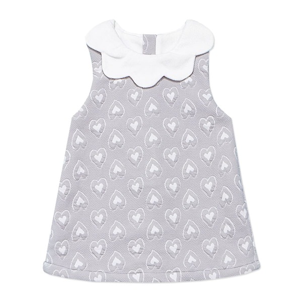 

Toddler Girls Petal Collar Heart Print Dress, Light grey