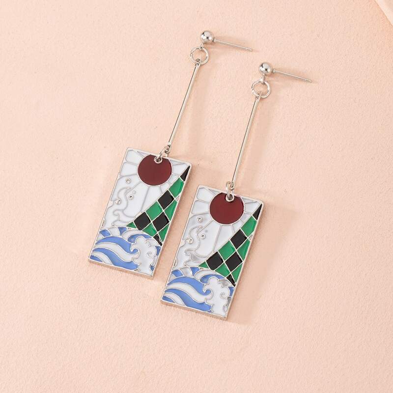 

Sun & Wave Engraved Geo Drop Earrings, Multicolor