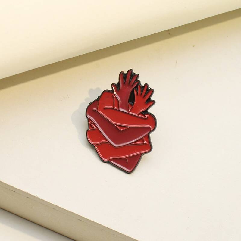 

Hug Design Brooch, Red