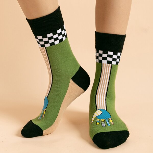 

Checker Pattern Socks, Multicolor