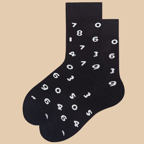 

Number Pattern Socks, Black