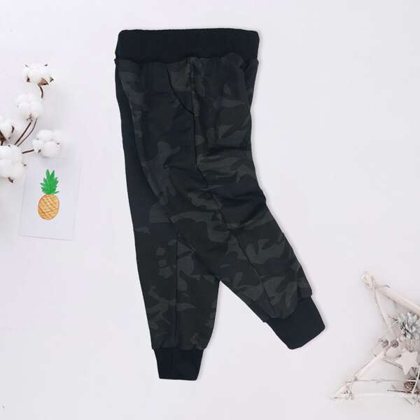 

Toddler Boys Camo Print Slant Pocket Sweatpants, Black
