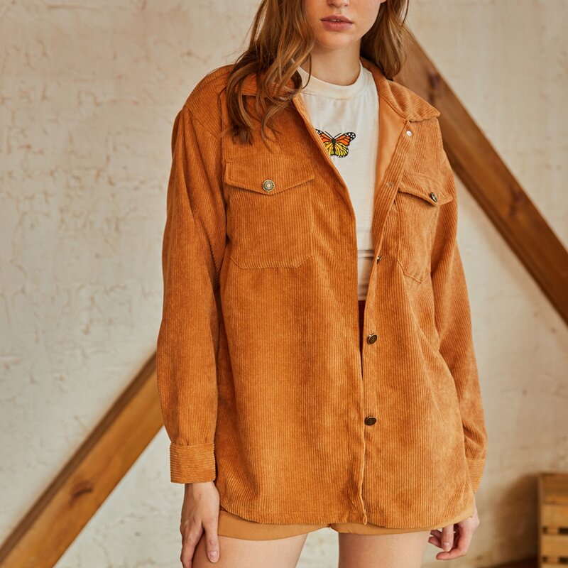 

Double Pocket Corduroy Shacket, Ginger