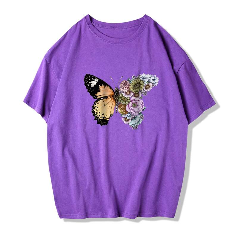 

Guys Butterfly & Flower Print Tee, Violet purple