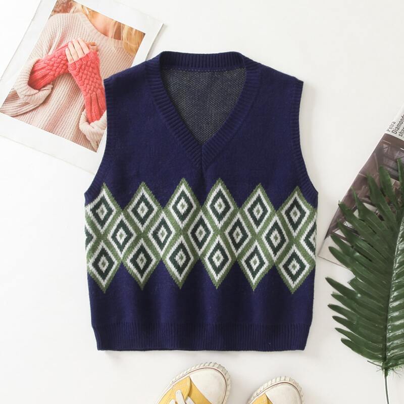 

Argyle Pattern Sweater Vest, Navy blue