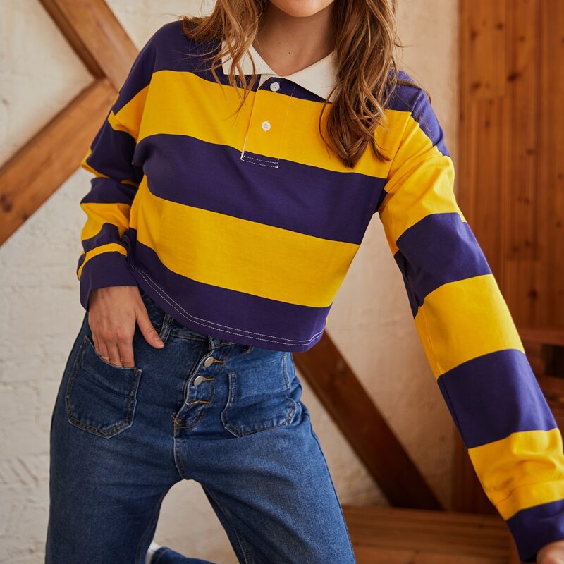 

Striped Polo Sweatshirt, Multicolor