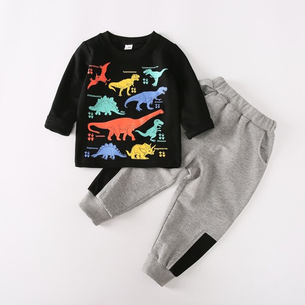 

Toddler Boys Dinosaur And Letter Print Tee & Sweatpants, Multicolor