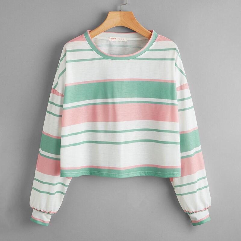 

Striped Oversized Crop Tee, Multicolor