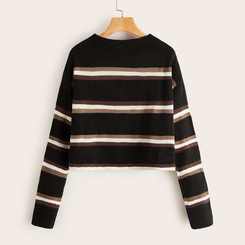 

Striped Drop Shoulder Sweater, Multicolor