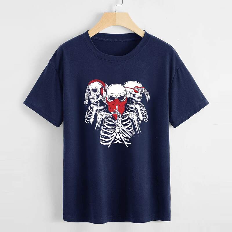 

Skull Graphic Tee, Navy blue