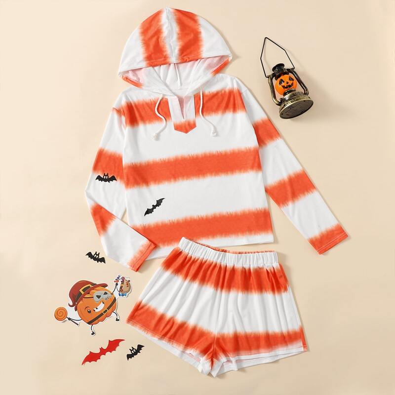 

Tie Dye Hoodie & Shorts Lounge Set, Multicolor