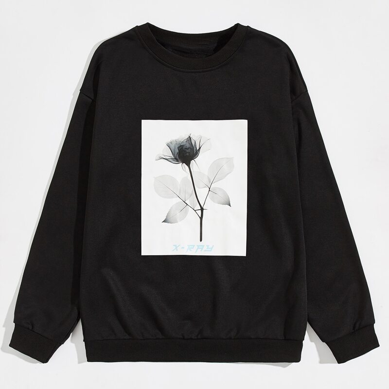 

Guys Floral Print Sweatshirt, Black