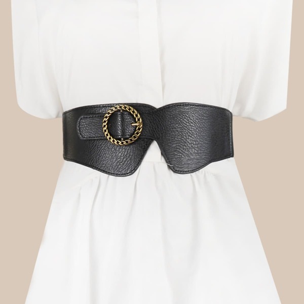 

O-ring Decor Wide Belt, Black